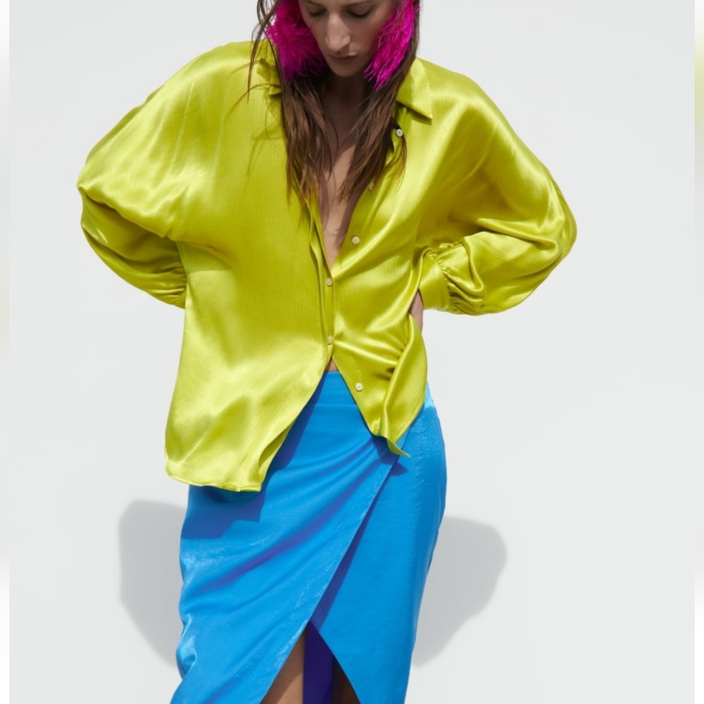 ZARA WRINKLED SATIN EFFECT SHIRT blogger favorite